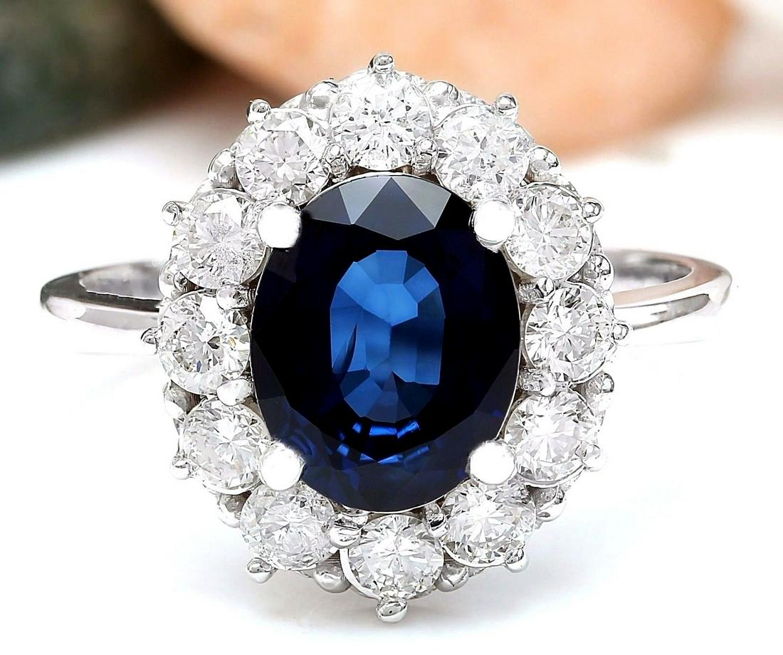 3.78 Carat Natural Sapphire 18K Solid White Gold: 3.78 Carat Natural Sapphire 18K Solid White Gold Diamond Ring Item Type: Ring Item Style: Engagement Material: 18K White Gold Mainstone: Sapphire Stone Color: Blue Stone Weight: 2.78 Carat Stone Shape