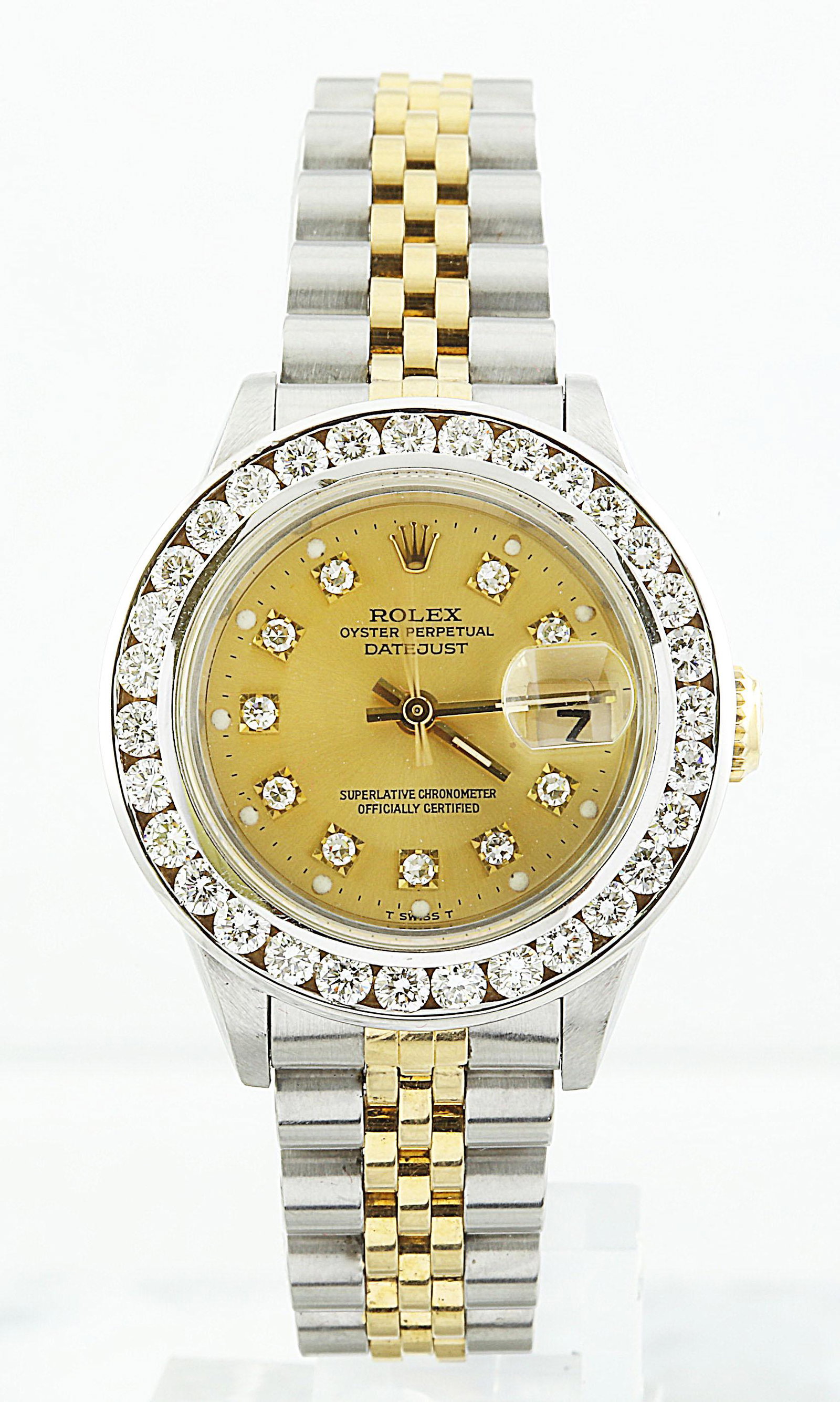 Rolex Oyster Perpetual Datejust Diamond Watch: Total Watch Weight: 57.9 Grams Face Measures: 28.30x28.30 Millimeter