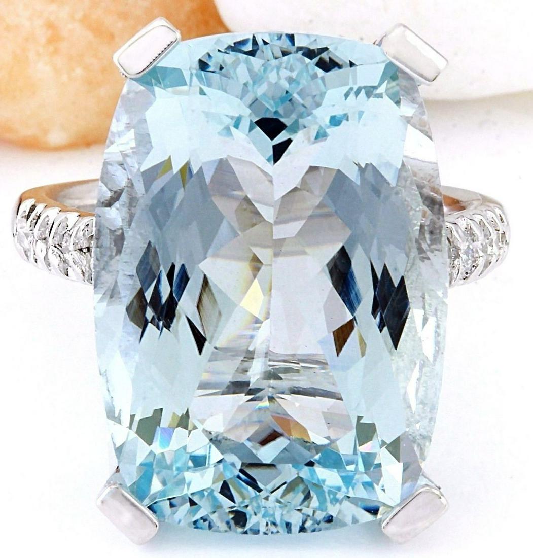 16.55 Carat Natural Aquamarine 18K Solid White Gold: 16.55 Carat Natural Aquamarine 18K Solid White Gold Diamond Ring Item Type: Ring Item Style: Cocktail Material: 18K White Gold Mainstone: Aquamarine Stone Color: Blue Stone Weight: 16.25 Carat Stone S
