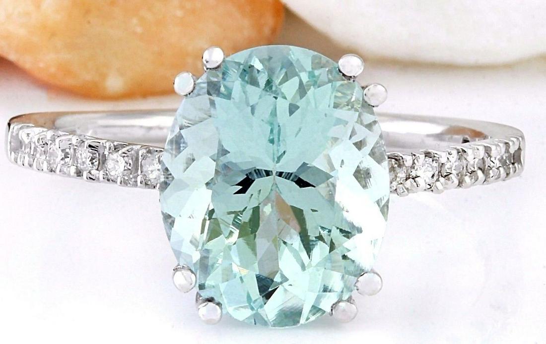 4.32 Carat Natural Aquamarine 18K Solid White Gold: 4.32 Carat Natural Aquamarine 18K Solid White Gold Diamond Ring Item Type: Ring Item Style: Cocktail Material: 18K White Gold Mainstone: Aquamarine Stone Color: Blue Stone Weight: 4.12 Carat Stone Sha