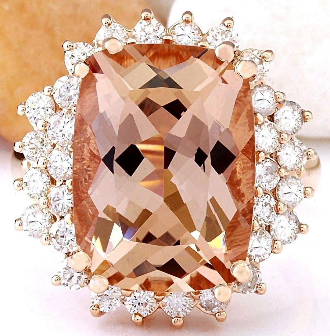9.38 Carat Natural Morganite 18K Solid Rose Gold: 9.38 Carat Natural Morganite 18K Solid Rose Gold Diamond Ring Item Type: Ring Item Style: Cocktail Material: 18K Rose Gold Mainstone: Morganite Stone Color: Peach Stone Weight: 8.38 Carat Stone Shape: