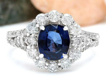 3.23 CTW Natural Sapphire 14K Solid White Gold Diamond: 3.23 CTW Natural Sapphire 14K Solid White Gold Diamond Ring Manufacturer's Suggested Retail Price: $ 6550.00 3.23 Carat Natural Sapphire 14K Solid White Gold Diamond Ring Item Type: Ring Item