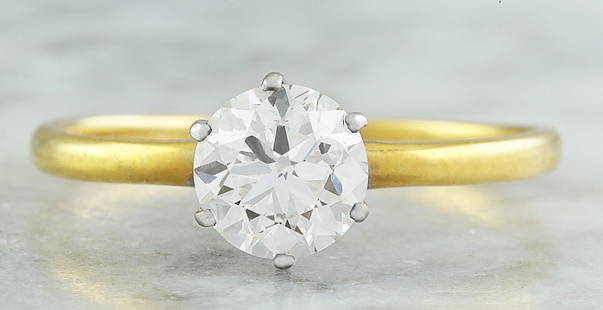 Authentic 0.75 Carat Tiffany&Co 18K Yellow Gold Diamond: Stamped: Total Ring Weight: 1.5 Grams Diamond Weight: 0.75 carat (D Color, VVS Clarity ) Face Measures: 5.70x5.70 Millimeter SKU: [600593]