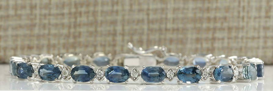 12.15 CTW Natural Sapphire And Diamond Bracelet In 18K