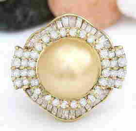 14.08 mm Gold South Sea Pearl 14K Solid Yellow Gold