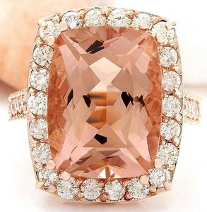 13.63 CTW Natural Morganite 14K Solid Rose Gold Diamond