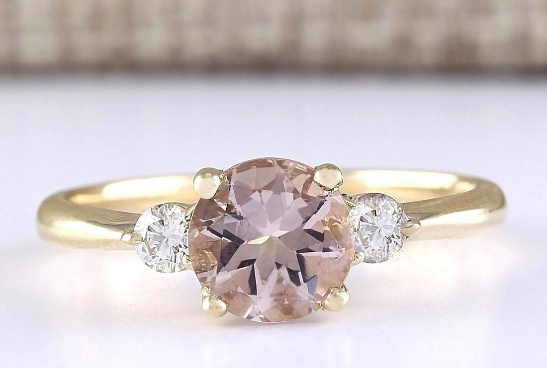 1.20 CTW Natural Morganite And Diamond Ring In 14k: 1.20 CTW Natural Morganite And Diamond Ring In 14k Solid Yellow Gold Manufacturer's Suggested Retail Price: $ 2000.00 Stamped: 14K Ring Size: 5.5 Total Ring Weight: 2.2 Grams Diamond Weight: Total Nat