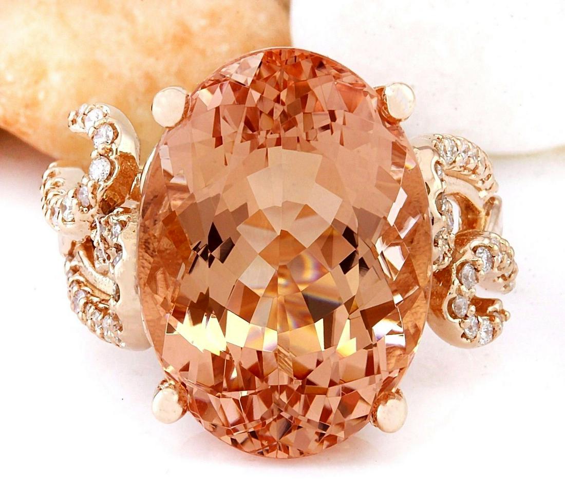 13.39 CTW Natural Morganite 14K Solid Rose Gold Diamond: 13.39 CTW Natural Morganite 14K Solid Rose Gold Diamond Ring Manufacturer's Suggested Retail Price: $ 6800.00 13.39 Carat Natural Morganite 14K Solid Rose Gold Diamond Ring Item Type: Ring Item Style: