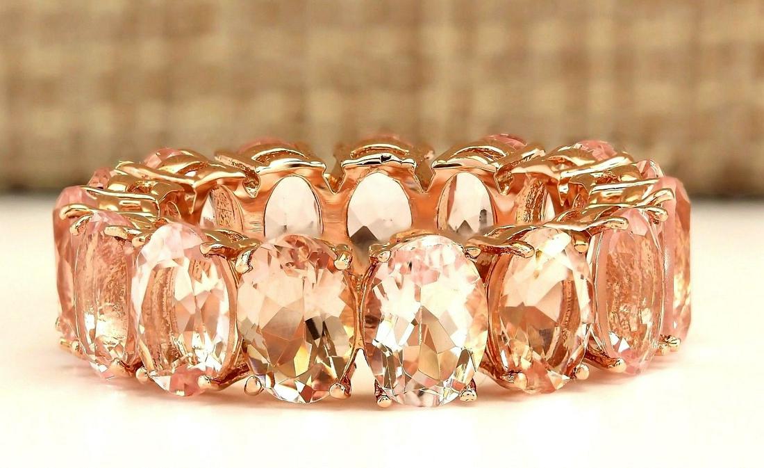 11.10 CTW Natural Morganite Ring In 14k Rose Gold: 11.10 CTW Natural Morganite Ring In 14k Rose Gold Manufacturer's Suggested Retail Price: $ 5250.00 Stamped: 14K Ring Size: 8 Total Ring Weight: 4.8 Grams Gemstone Weight: Total Natural Morganite Weigh