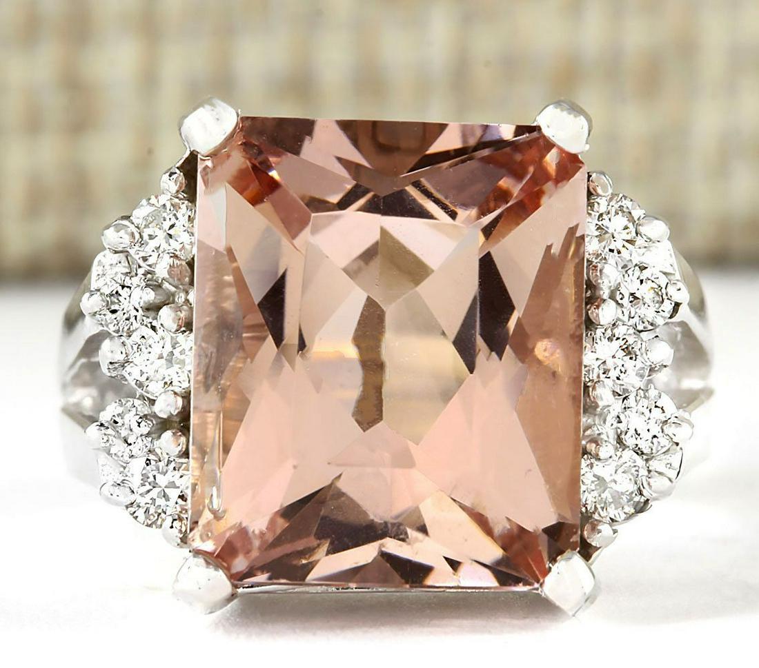 7.292 CTW Natural Morganite And Diamond Ring 14k Solid: 7.292 CTW Natural Morganite And Diamond Ring 14k Solid White Gold Manufacturer's Suggested Retail Price: $ 6600.00 Stamped: 14K Ring Size: 6.5 Total Ring Weight: 8.7 Grams Diamond Weight: Total Natura