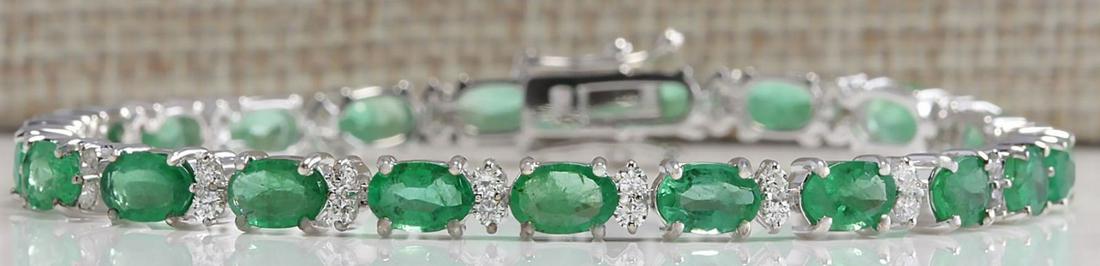 10.17CTW Natural Colombian Emerald And Diamond Bracelet: 10.17CTW Natural Colombian Emerald And Diamond Bracelet In 14K White Gold Manufacturer's Suggested Retail Price: $ 7150.00 Stamped: 14K Bracelet Width: 4.04mm Bracelet Length: 7.4 Inches Total Bracele
