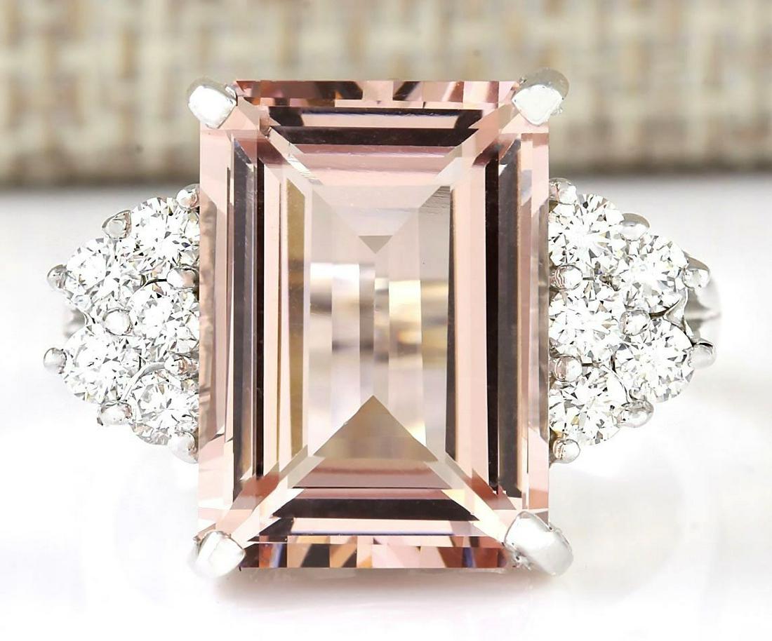 7.25 CTW Natural Morganite And Diamond Ring 18K Solid: 7.25 CTW Natural Morganite And Diamond Ring 18K Solid White Gold Manufacturer's Suggested Retail Price: $ 6450.00 Stamped: 18K Ring Size: 6.75 Total Ring Weight: 7.2 Grams Diamond Weight: Total Natura