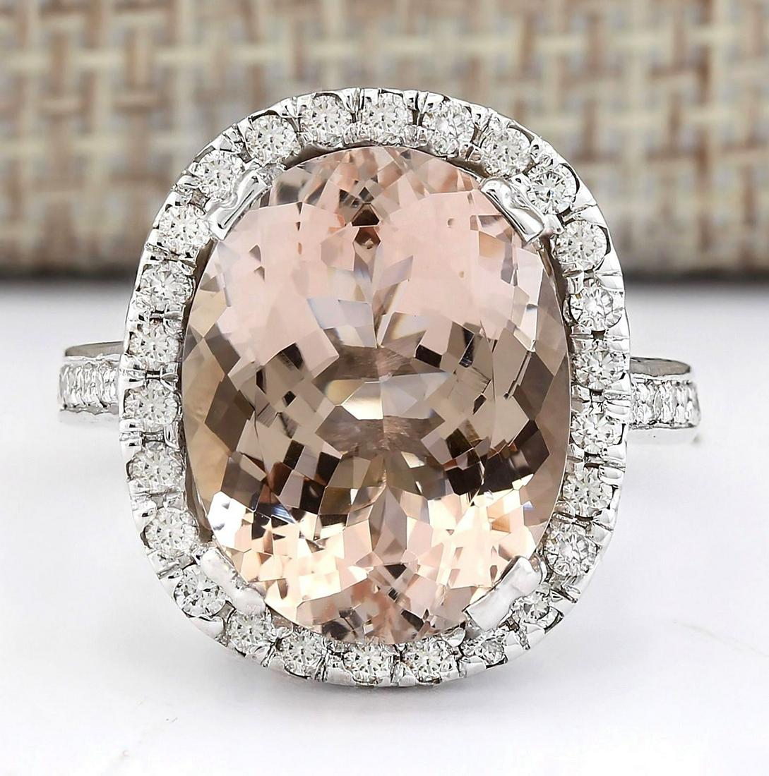 9.47 CTW Natural Morganite And Diamond Ring In 14k: 9.47 CTW Natural Morganite And Diamond Ring In 14k White Gold Manufacturer's Suggested Retail Price: $ 6950.00 Stamped: 14K Ring Size: 6.5 Total Ring Weight: 8.5 Grams Diamond Weight: Total Natural di