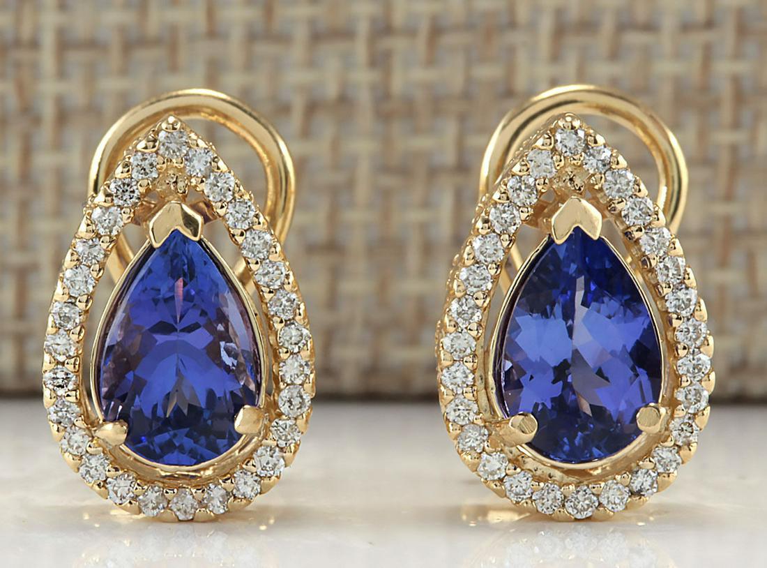 3.62 CTW Natural Tanzanite And Diamond Earrings 14K: 3.62 CTW Natural Tanzanite And Diamond Earrings 14K Solid Yellow Gold Manufacturer's Suggested Retail Price: $ 5350.00 Stamped: 14K Total Earring Weight: 6.6Grams Diamond Weight: Total Natural diamond