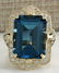 19.53 CTW Natural London Blue Topaz And Diamond Ring