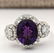 4.42 CTW Natural Amethyst And Diamond Ring In 14k White