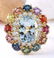 9.36 CTW Natural Aquamarine, Sapphire 18K Solid Yellow