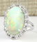 5.54 CTW Natural Opal And Diamond Ring In 14k White - 2