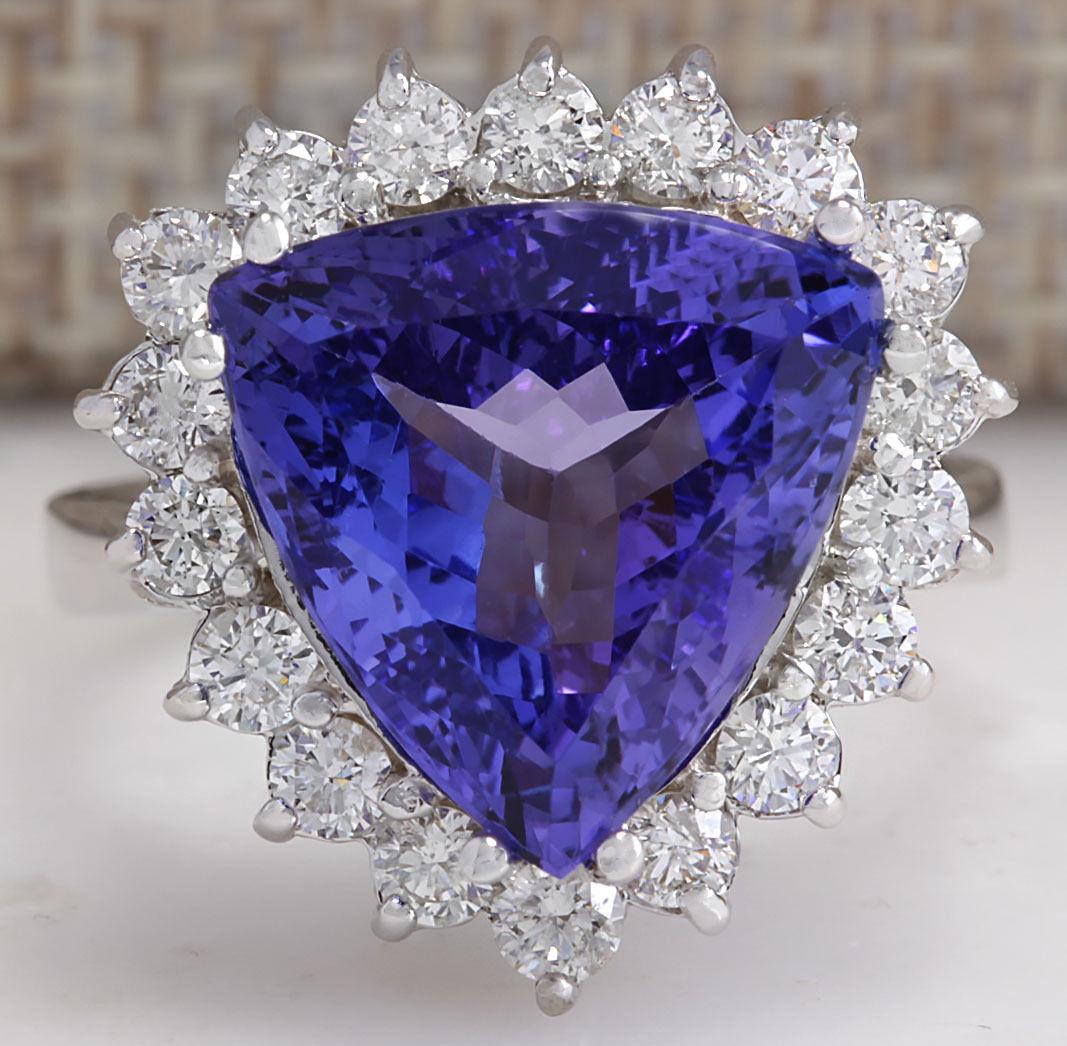 8.12 CTW Natural Blue Tanzanite And Diamond Ring In 18K: 8.12 CTW Natural Blue Tanzanite And Diamond Ring In 18K White Gold Manufacturer's Suggested Retail Price: $ 11400.00 Stamped: 18K Ring Size: 6.5 Total Ring Weight: 6.8 Grams Diamond Weight: Total Natu