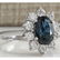 3.12 CTW Natural Blue Sapphire Diamond Ring 18K Solid - 2