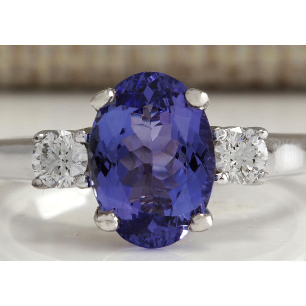2.81 CTW Natural Tanzanite And Diamond Ring 18K Solid: 2.81 CTW Natural Tanzanite And Diamond Ring 18K Solid White Gold Manufacturer's Suggested Retail Price: $ 5850.00 Stamped: 18K Ring Size: 6.75 Total Ring Weight: 5 Grams Diamond Weight: Total Natural 