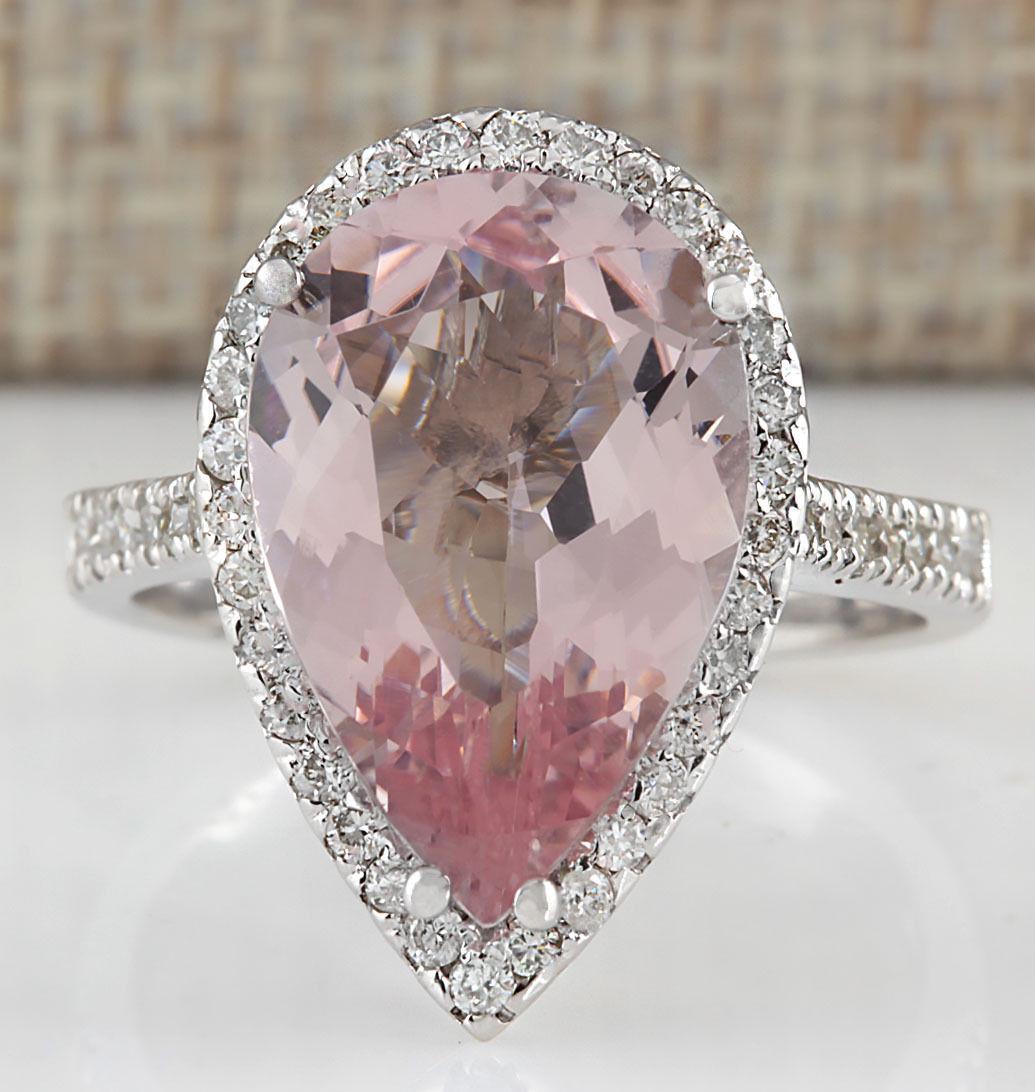 6.82 CTW Natural Morganite And Diamond Ring In 14K: 6.82 CTW Natural Morganite And Diamond Ring In 14K White Gold Manufacturer's Suggested Retail Price: $ 6200.00 Stamped: 14K Ring Size: 7 Total Ring Weight: 6.8 Grams Diamond Weight: Total Natural diam