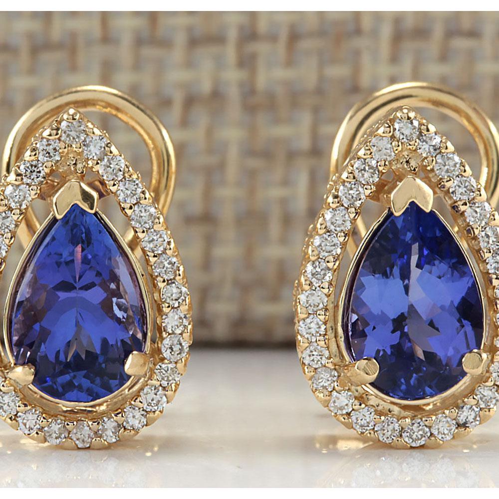 3.62 CTW Natural Tanzanite And Diamond Earrings 14K: 3.62 CTW Natural Tanzanite And Diamond Earrings 14K Solid Yellow Gold Manufacturer's Suggested Retail Price: $ 5350.00 Stamped: 14K Total Earring Weight: 6.6Grams Diamond Weight: Total Natural diamond