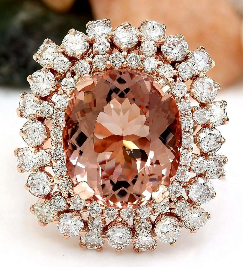 13.36 CTW Natural Morganite 18K Solid Rose Gold Diamond: 13.36 CTW Natural Morganite 18K Solid Rose Gold Diamond Ring Manufacturer's Suggested Retail Price: $ 14150.00 13.36 Carat Natural Morganite 18K Solid Rose Gold Diamond Ring Item Type: Ring Item Style