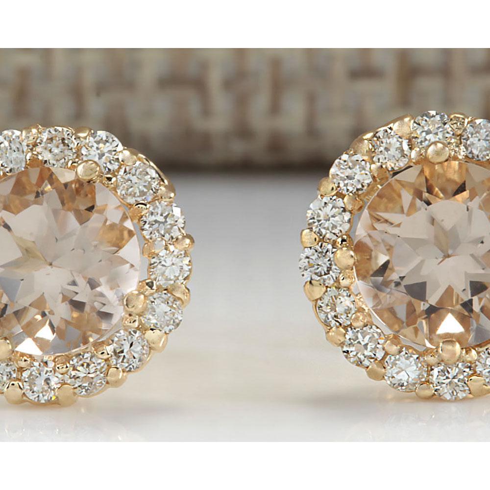 3.65 CTW Natural Morganite And Diamond Earrings 18K: 3.65 CTW Natural Morganite And Diamond Earrings 18K Solid Yellow Gold Manufacturer's Suggested Retail Price: $ 3900.00 Stamped: 18K Total Earring Weight: 2Grams Diamond Weight: Total Natural diamond w
