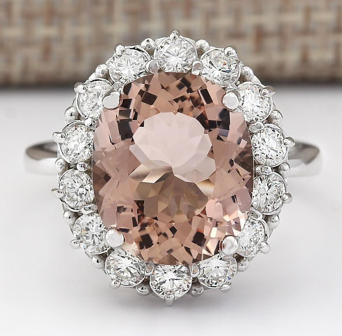 7.04 CTW Natural Morganite And Diamond Ring In 14k: 7.04 CTW Natural Morganite And Diamond Ring In 14k White Gold Manufacturer's Suggested Retail Price: $ 7000.00 Stamped: 14K Ring Size: 7.25 Total Ring Weight: 5.8 Grams Diamond Weight: Total Natural d