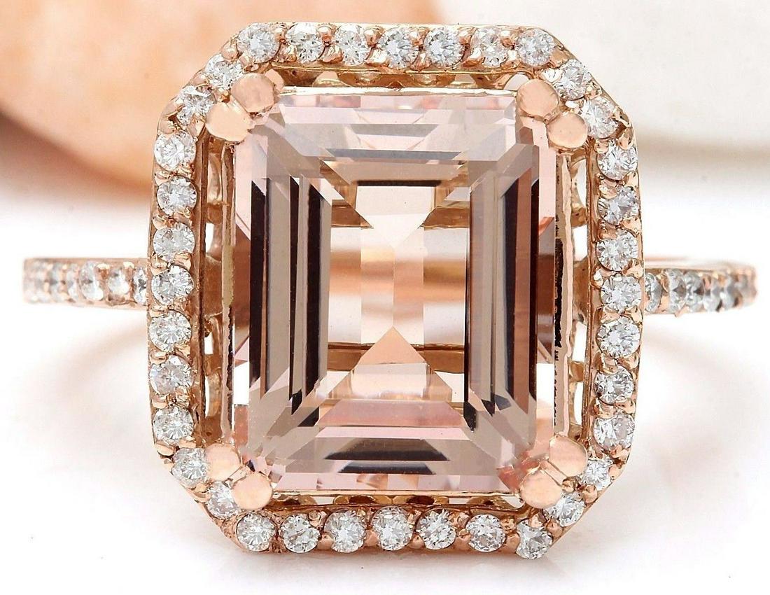 5.52 CTW Natural Morganite 18K Solid Rose Gold Diamond: 5.52 CTW Natural Morganite 18K Solid Rose Gold Diamond Ring Manufacturer's Suggested Retail Price: $ 4400.00 5.52 Carat Natural Morganite 18K Solid Rose Gold Diamond Ring Item Type: Ring Item Style: C