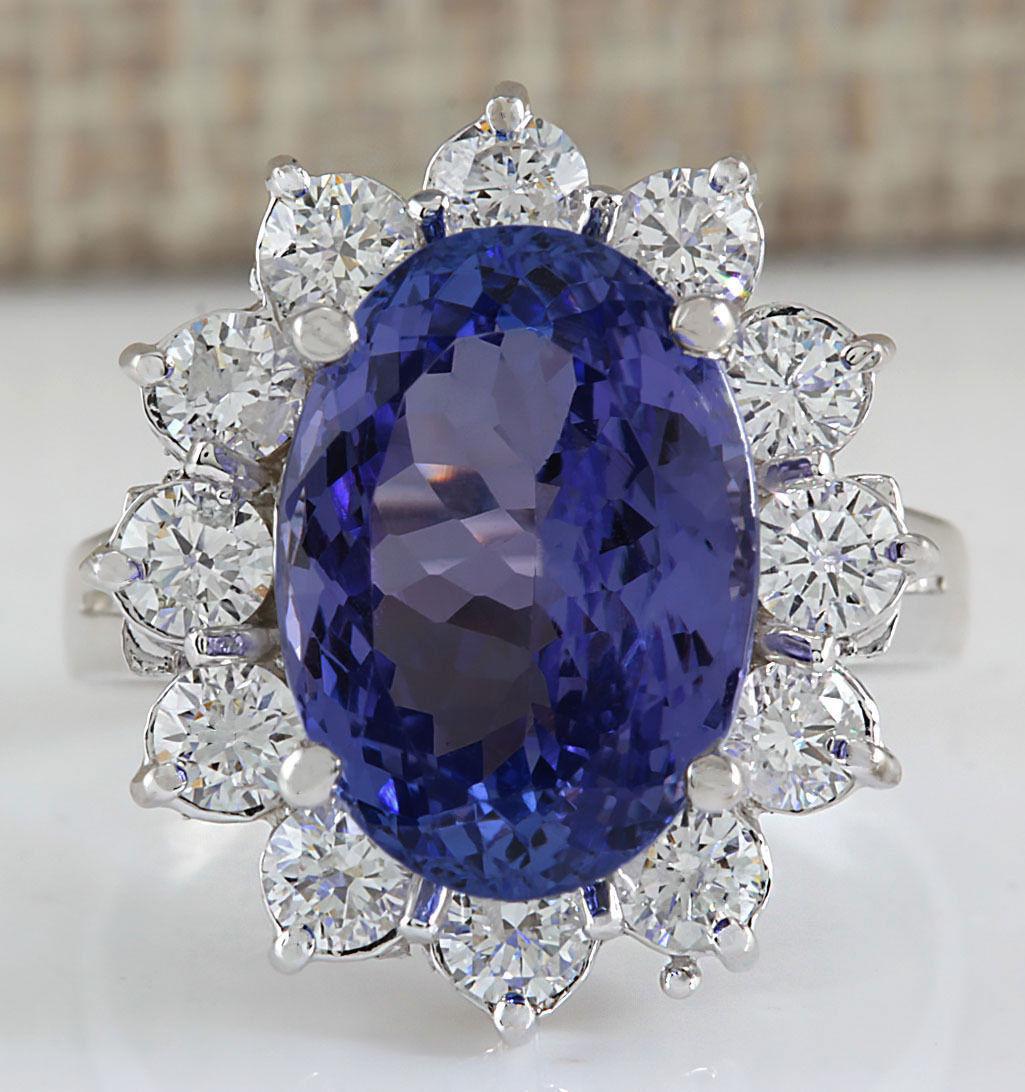 7.03 CTW Natural Blue Tanzanite And Diamond Ring In 18K: 7.03 CTW Natural Blue Tanzanite And Diamond Ring In 18K White Gold Manufacturer's Suggested Retail Price: $ 11600.00 Stamped: 18K Ring Size: 6 Total Ring Weight: 5 Grams Diamond Weight: Total Natural 