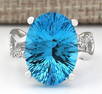 13.90 CTW Natural Blue Topaz And Diamond Ring In14k