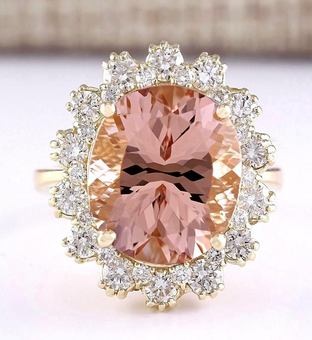 8.65 CTW Natural Morganite And Diamond Ring In 14k: 8.65 CTW Natural Morganite And Diamond Ring In 14k Solid Yellow Gold Manufacturer's Suggested Retail Price: $ 7900.00 Stamped: 14K Ring Size: 6.5 Total Ring Weight: 6 Grams Diamond Weight: Total Natur