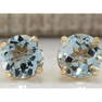 2.24 CTW Natural Blue Aquamarine Earrings In 14K Yellow