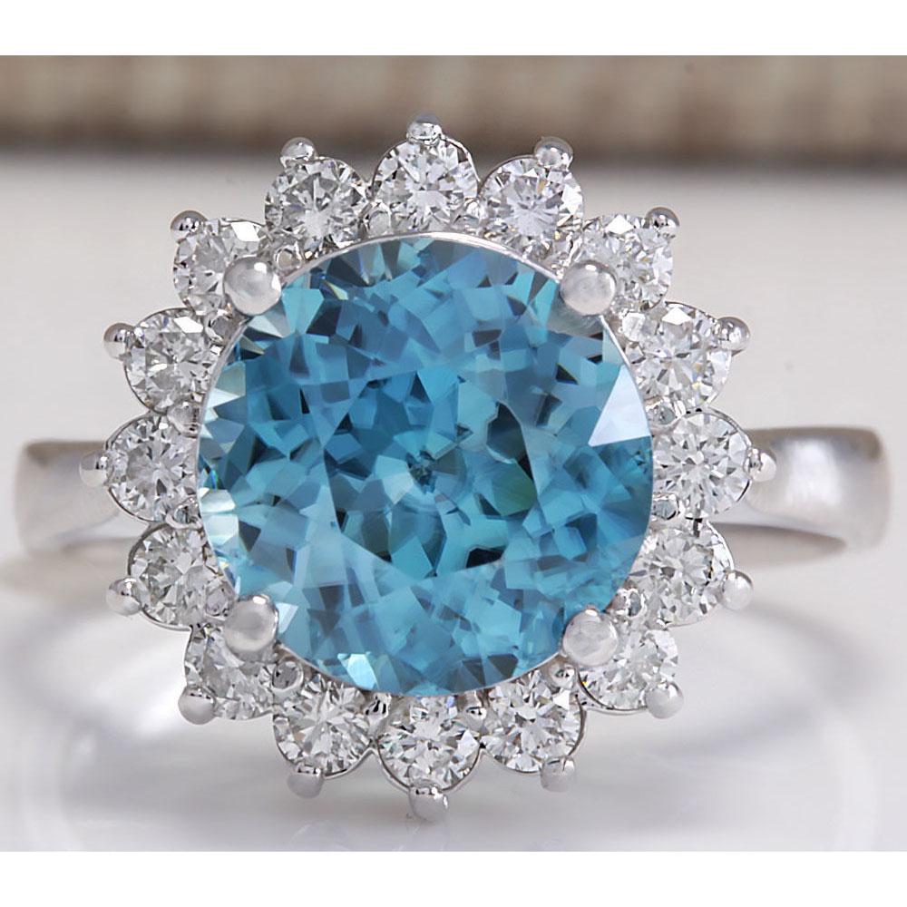 5.72 CTW Natural Zircon And Diamond Ring 14K Solid: 5.72 CTW Natural Zircon And Diamond Ring 14K Solid White Gold Manufacturer's Suggested Retail Price: $ 4950.00 Stamped: 14K Ring Size: 6.5 Total Ring Weight: 4.8 Grams Diamond Weight: Total Natural di