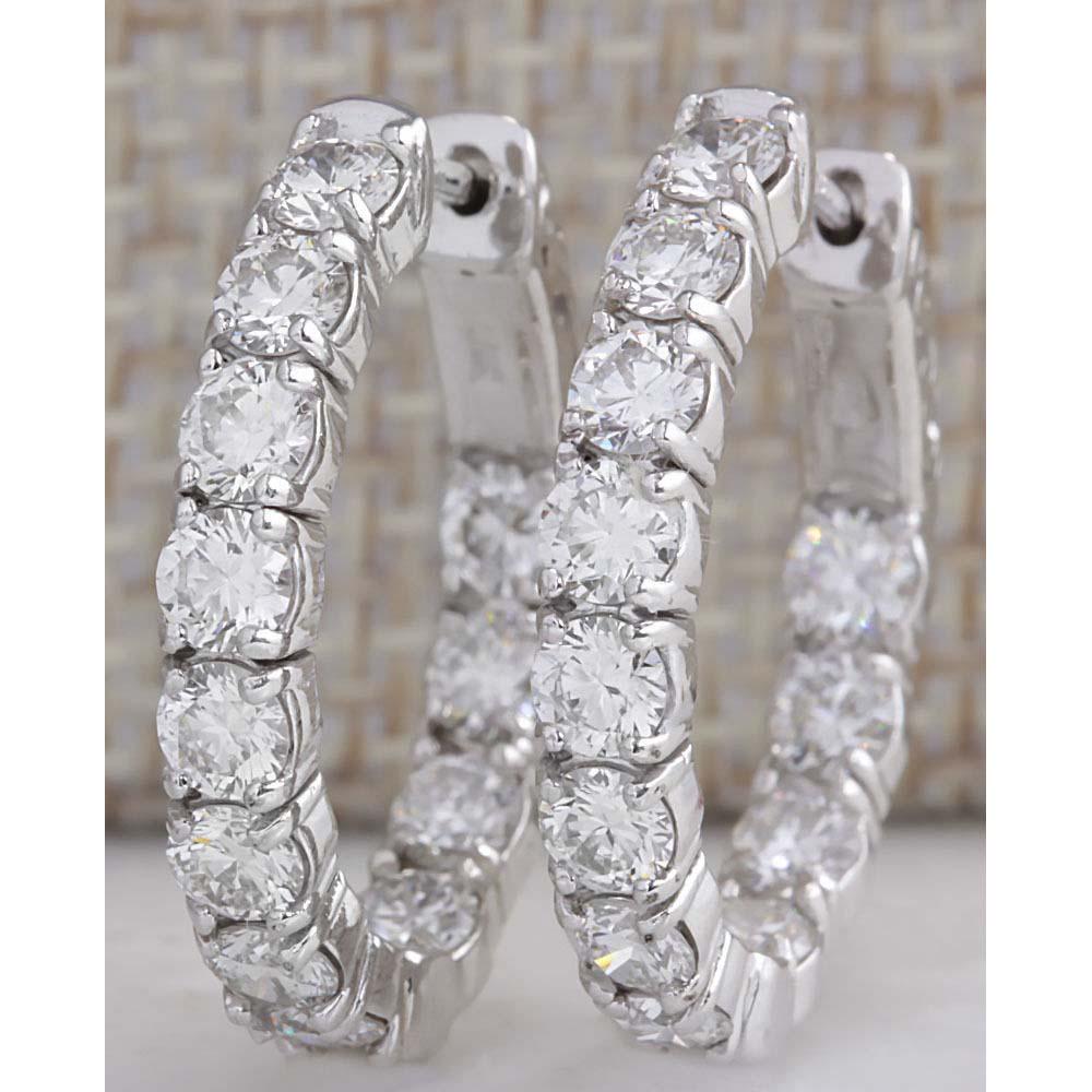 3.48CTW Natural Diamond Hoop Earrings 18K Solid White: 3.48CTW Natural Diamond Hoop Earrings 18K Solid White Gold Manufacturer's Suggested Retail Price: $ 14650.00 Stamped: 18K Total Earring Weight: 6.8Grams Diamond Weight: Total Natural diamond weight is