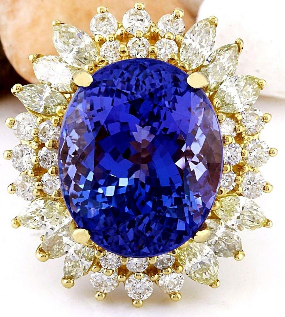 18.75 CTW Natural Tanzanite 18K Solid Yellow Gold: 18.75 CTW Natural Tanzanite 18K Solid Yellow Gold Diamond Ring Manufacturer's Suggested Retail Price: $ 29450.00 18.75 Carat Natural Tanzanite 18K Solid Yellow Gold Diamond Ring Item Type: Ring Item S