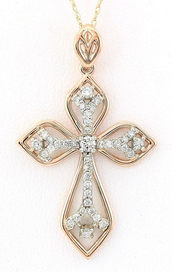 0.70 CTW Natural Diamond Pendant In 14k Solid Rose Gold: .70 CTW Natural Diamond Pendant In 14k Solid Rose Gold Manufacturer's Suggested Retail Price: $ 3250.00 Stamped: 14K Total Pendant Weight: 4.4Grams Diamond Weight: Total Natural diamond weight is .70c