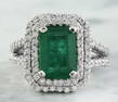 2.50 CTW Emerald 18K White Gold Diamond Ring