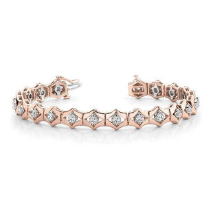 Natural 1.9 CTW Diamond Bracelet 14K Rose Gold: Natural 1.9 CTW Diamond Bracelet 14K Rose Gold Manufacturer's Suggested Retail Price: $7900.00 Product Type: Diamond Bracelet Stone1 Type: 19 Diamonds @ 1.9 CTW Stone1 Color: G Stone1 Clarity:
