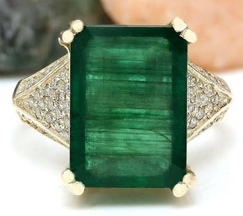 8.73 CTW Natural Emerald 14K Solid Yellow Gold Diamond Ring: 8.73 CTW Natural Emerald 14K Solid Yellow Gold Diamond Ring Manufacturer's Suggested Retail Price: $ 6700.00 8.73 Carat Natural Emerald 14K Solid Yellow Gold Diamond Ring Item Type: Ring 