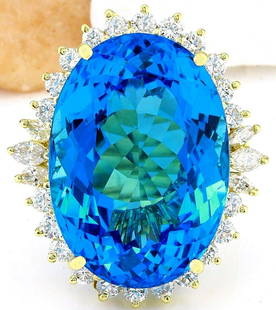 39.25 CTW Natural Topaz 18K Solid Yellow Gold Diamond Ring: 39.25 CTW Natural Topaz 18K Solid Yellow Gold Diamond Ring Manufacturer's Suggested Retail Price: $ 5600.00 39.25 Carat Natural Topaz 18K Solid Yellow Gold Diamond Ring Item Type: Ring Item
