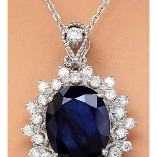 5.25 CTW Natural Sapphire 14K Solid White Gold Diamond Pendant Necklace: 5.25 CTW Natural Sapphire 14K Solid White Gold Diamond Pendant Necklace Manufacturer's Suggested Retail Price: $ 4700.00 5.25 Carat Natural Sapphire 14K Solid White Gold Diamond Pendant Necklace