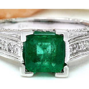 1.96 CTW Natural Emerald 14K Solid White Gold Diamond Ring: 1.96 CTW Natural Emerald 14K Solid White Gold Diamond Ring Manufacturer's Suggested Retail Price: $ 3000.00 1.96 Carat Natural Emerald 14K Solid White Gold Diamond Ring Item Type: Ring Item