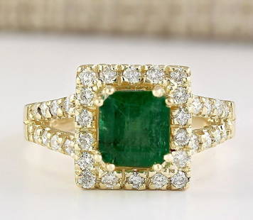 2.73 CTW Natural Emerald And Diamond Ring In 14k Yellow Gold: 2.73 CTW Natural Emerald And Diamond Ring In 14k Yellow Gold Manufacturer's Suggested Retail Price: $ 4200.00 Stamped: 14K Ring Size: 6.5 Total Ring Weight: 6.7 Grams Diamond Weight: 