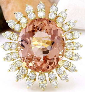 15.01 CTW Natural Morganite 14K Solid Yellow Gold Diamond Ring: 15.01 CTW Natural Morganite 14K Solid Yellow Gold Diamond Ring Manufacturer's Suggested Retail Price: $ 7400.00 15.01 Carat Natural Morganite 14K Solid Yellow Gold Diamond Ring Item Type: Ring