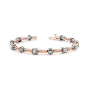 Natural 0.42 CTW Diamond Bracelet 18K Rose Gold: Natural 0.42 CTW Diamond Bracelet 18K Rose Gold Manufacturer's Suggested Retail Price: $4900.00 Product Type: Diamond Bracelet Stone1 Type: 12 Diamonds @ 0.42 CTW Stone1 Color: G Stone1 Clarity: