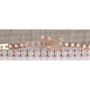 4.20 CTW Natural Diamond Bracelet In 18K Rose Gold: 4.20 CTW Natural Diamond Bracelet In 18K Rose Gold Manufacturer's Suggested Retail Price: $ 9500.00 Stamped: 18K Bracelet Width: 2.80mm Bracelet Length: 7.0 Inches Total Bracelet Weight: