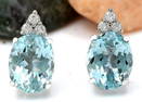 5.40 CTW Natural Aquamarine 18K Solid White Gold Diamond Stud Earrings